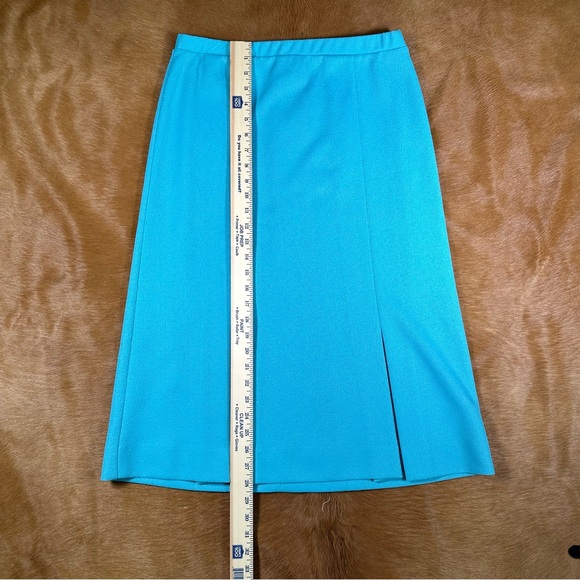 Vintage D’Allaird’s Made in Canada Turquoise Blue 100% Polyester A line Skirt - Picture 4 of 6